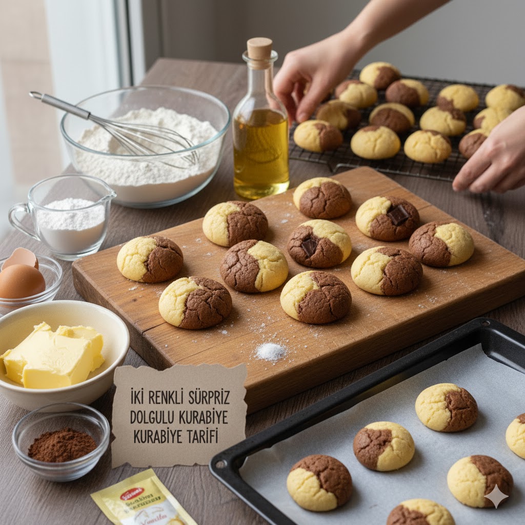 İki Renkli Sürpriz Dolgulu Kurabiye Tarifi