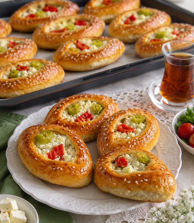 Peynirli Domatesli Biberli Poğaça Tarifi